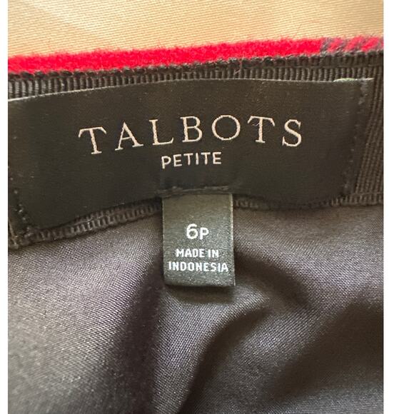 Talbots Petite Red‎ Black Plaid Wool Blend Mini Skirt - Size 6P - Picture 3 of 7